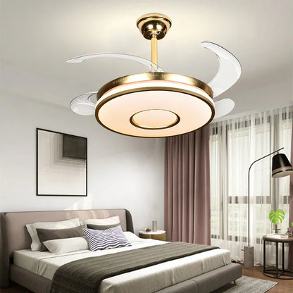 DecorBites™ Invisible Gold Ceiling Fan with LED Light and Retractable Blades