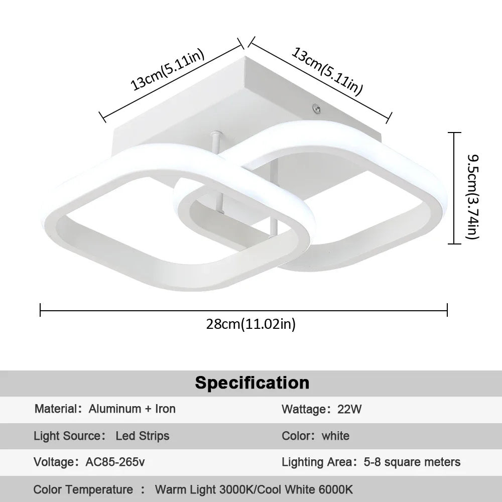 مصباح سقف LED أكريليك من DecorBites™: ثريا نورديك عصرية لغرفة المعيشة وغرفة الطعام والممر