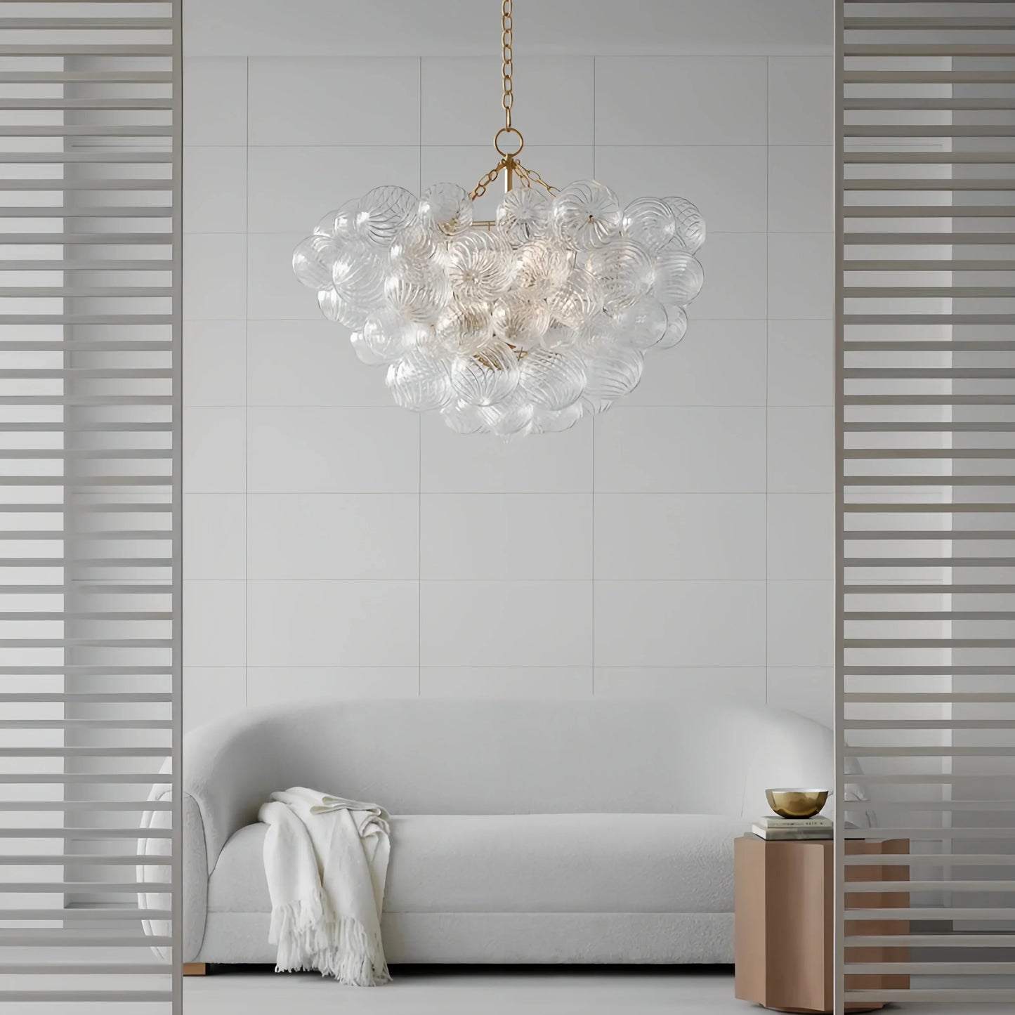 Nordic Glass Bubble Hanging Chandelier Large Foyer Round Ball Ceiling Pendant Light LED Ceiling Chandelier for Dining Room