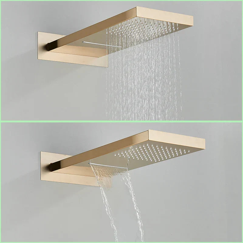 Juego de grifería termostática para ducha tipo lluvia DecorBites™ Gold - Sistema de ducha de pared