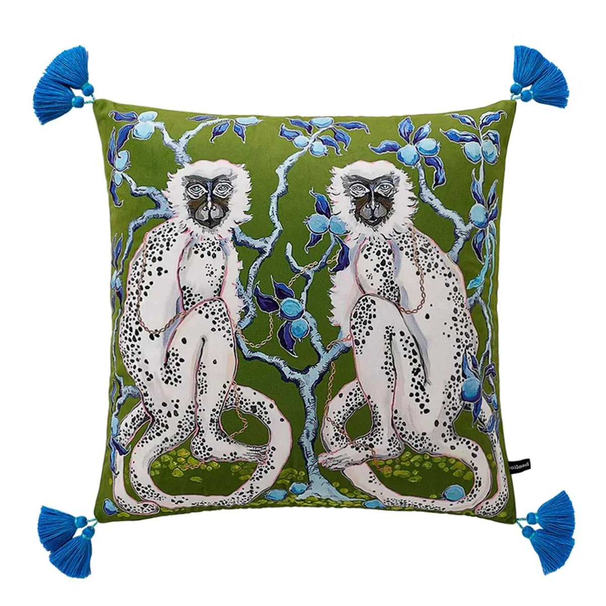 DecorBites™ Chinoiserie Zebra & Peonies Cushion Cover with Tassels