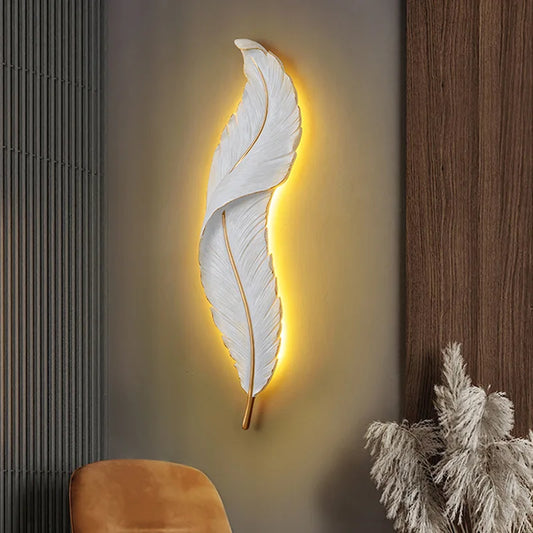 Apliques de pared con forma de pluma LED DecorBites™ para decoración de sala de estar, dormitorio, hotel y vestíbulo