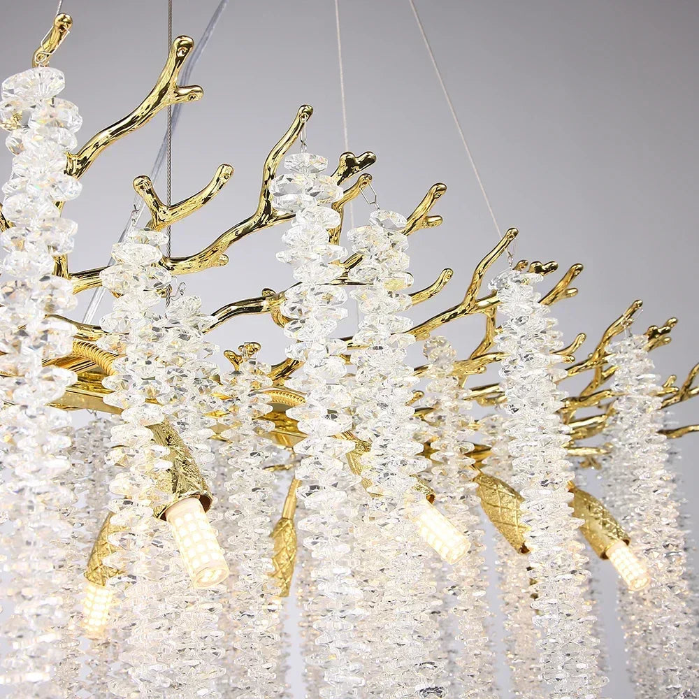 DecorBites™ Gold Round Crystal Branches Chandelier