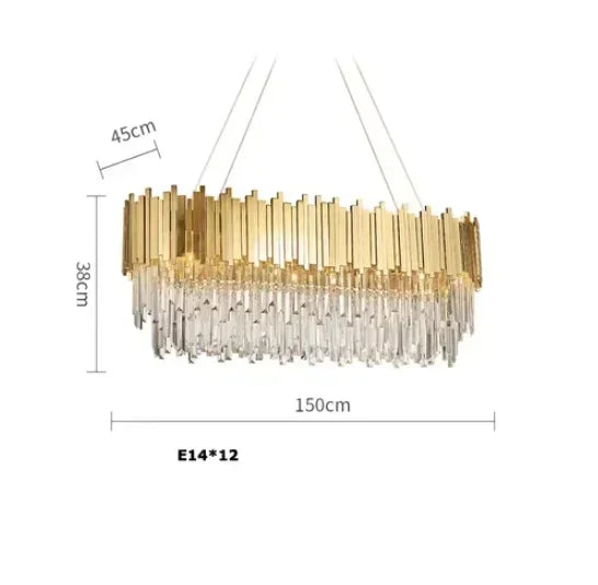 DecorBites™ Golden Crystal Ceiling Light for Modern Living Room and Dining Room