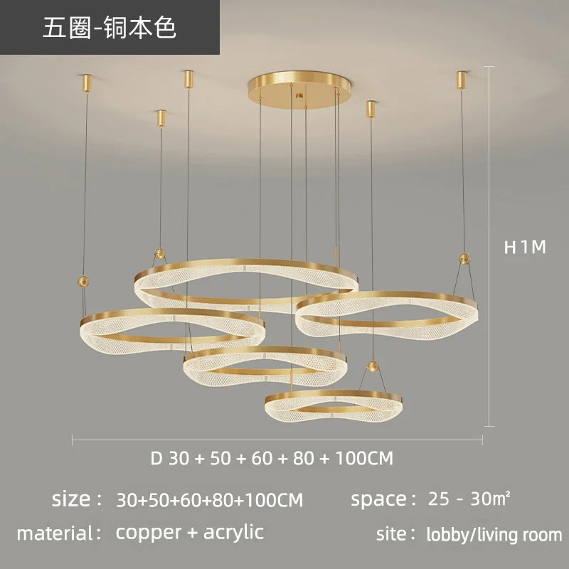 DecorBites™ LED Ring Pendant Chandelier for Living Room Bedroom and Dining Room