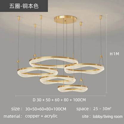 DecorBites™ LED Ring Pendant Chandelier for Living Room Bedroom and Dining Room