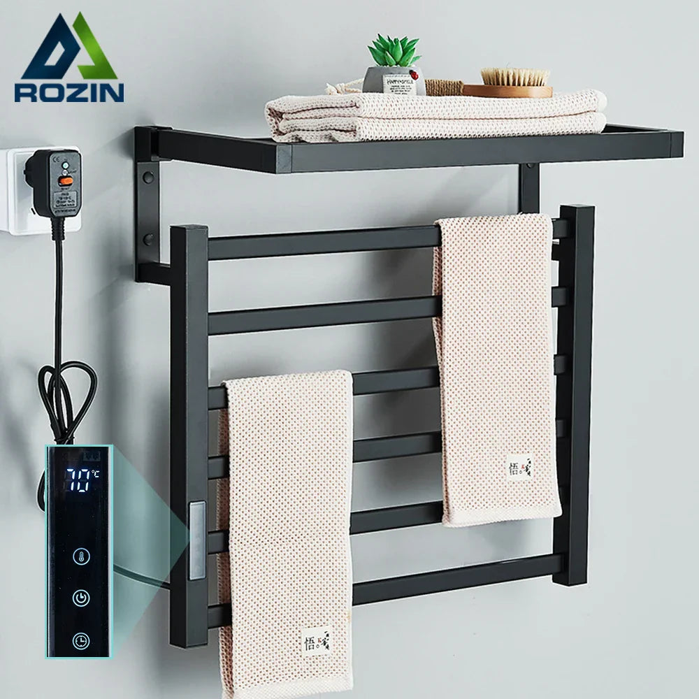 DecorBites™ Electric Towel Warmer Rack Digital Display Temperature Time Control Towel Rail