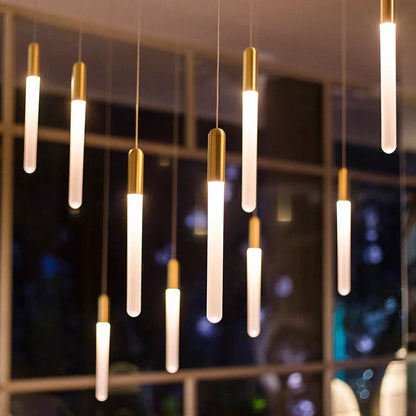 DecorBites™ Luxe Gold Tube Chandelier for Dining & Bedroom Lighting