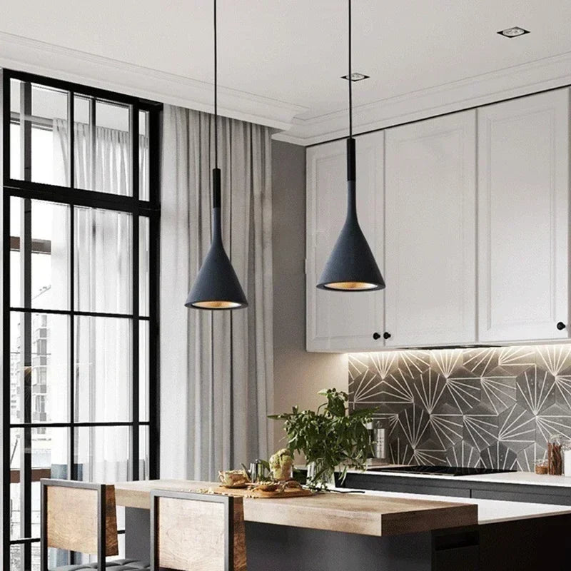 Nordic Black Metal Pendant Light With E27 Socket
