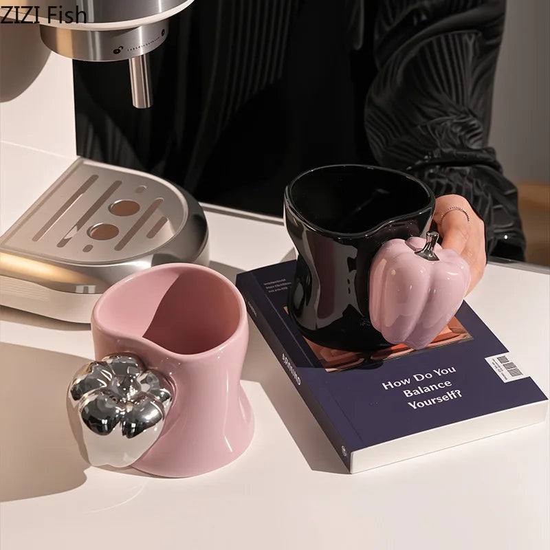 DecorBites™ Chili Handle Cup & Saucer Porcelain Coffee Mug Tea Teacup Juice Cup