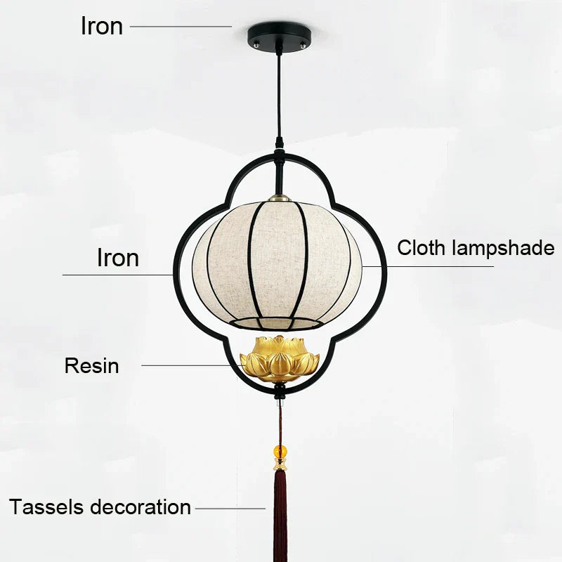 DecorBites™ Chinese Cloth Chandelier: Elegant Tea House & Bedroom Lantern for Dining Room