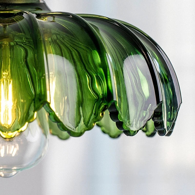 DecorBites™ Green Glass LED Pendant Light Fixture - Modern Nordic Hanging Lamp