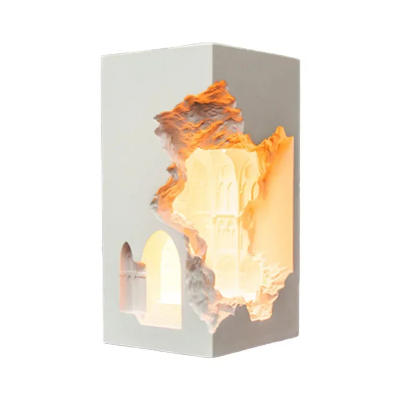 DecorBites™ Embedded Night Light Gypsum Corner Wall Sconces for Corridor Stair Background