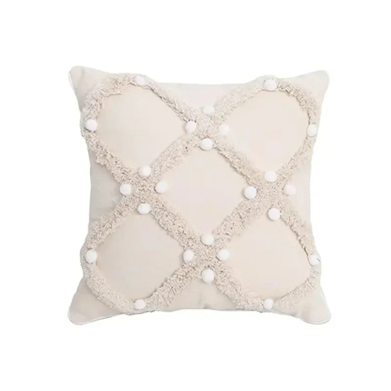 غطاء وسادة DecorBites™ بتصميم هندسي مزخرف بشراشيب 30×50 سم/45×45 سم