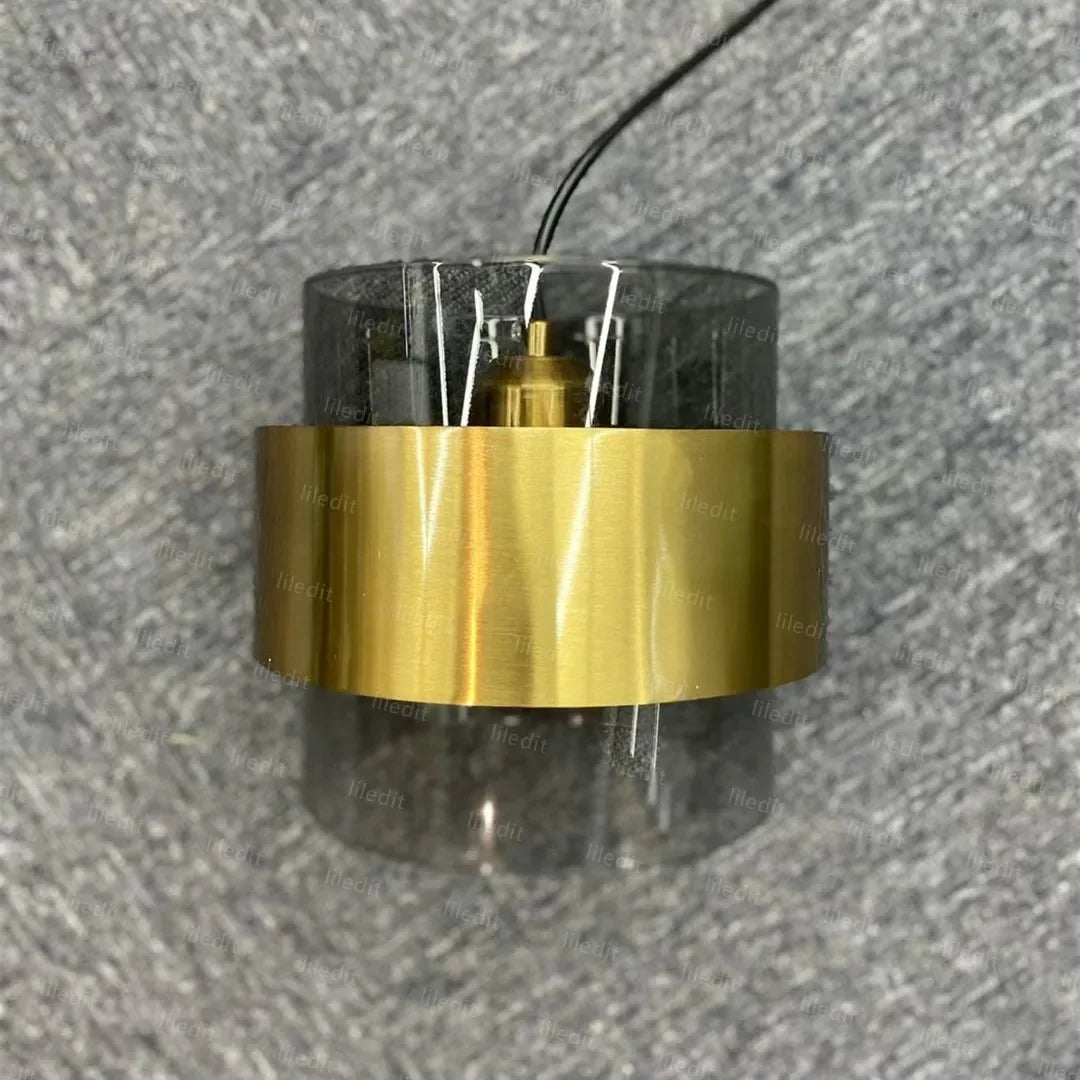 DecorBites™ Gold Wrought Iron Hanging Lamp Glass Shade Suspended Pendant Light