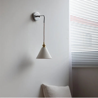 DecorBites™ Ceramic LED Wall Sconce Pull Chain Switch Bedside Lamp White Nordic Modern Fixtures