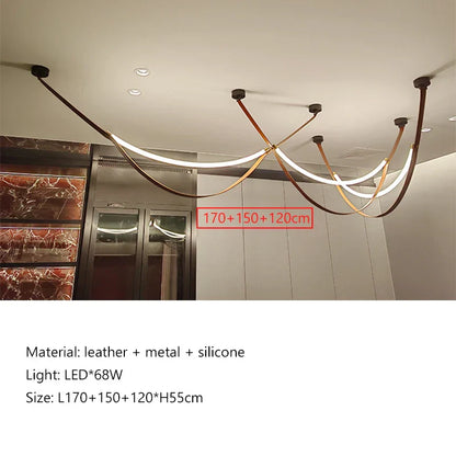 DecorBites™ Leather Chandelier: Minimalist Nordic LED Pendant Lamp for Living Room, Dining Room & Bedroom