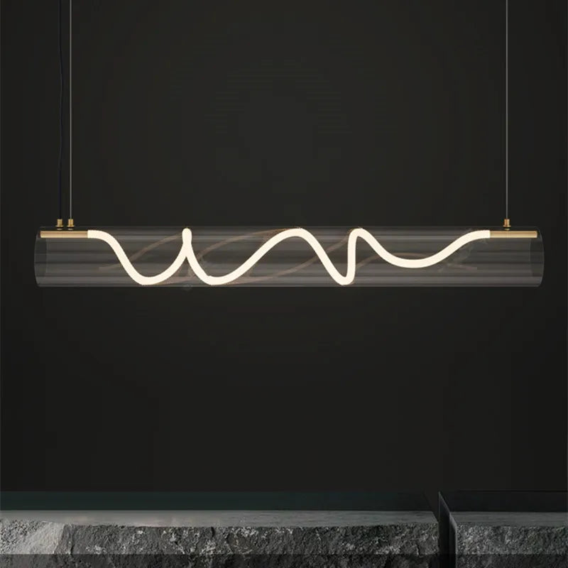 Black Tube Pendant Light 148cm Restaurant Style