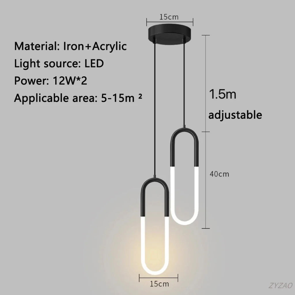 Modern Black Gold Iron Acrylic Pendant Light