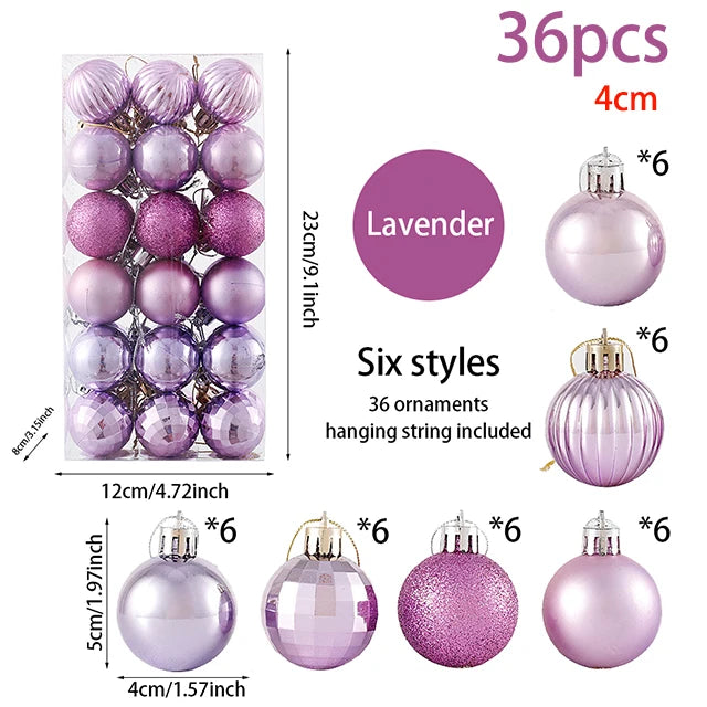 24/36pcs Christmas Balls Decoration Christmas Pine Tree Ornament Red Navy Blue Ball Ornament Xmas Hanging Tree Pendants Navidad