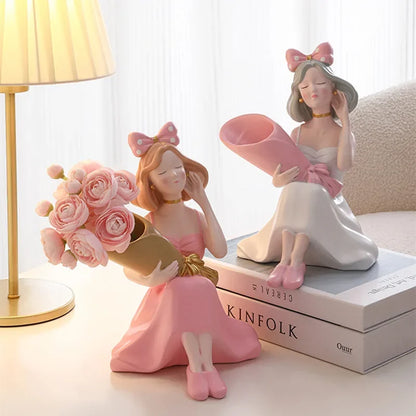 ديكور بايتس™ تماثيل الفتيات، زخارف المزهريات، ديكورات المكاتب، التماثيل الصغيرة، خزائن التلفزيون، الإكسسوارات الزهرية