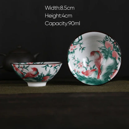 DecorBites™ Blue and White Porcelain Hand-Painted Tea Cups - Set of 1