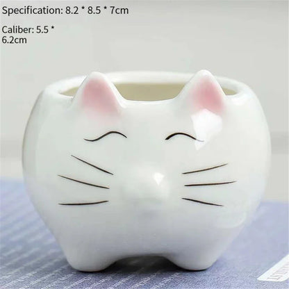 ديكوربايتس™ - أصيص زهور خزفي على شكل حيوان كرتوني لزراعة المشتل - أرنب لطيف، فيل، خروف، أخطبوط