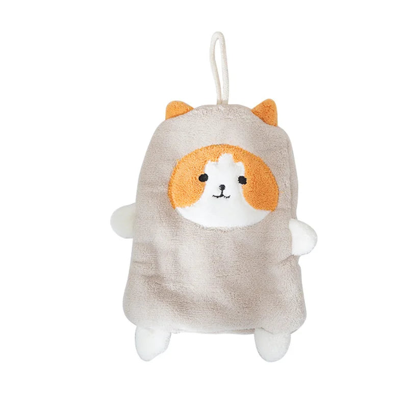 DecorBites™ Cartoon Dog Coral Velvet Hand Towels: Soft, Absorbent, Perfect for Kids and Home