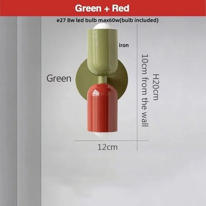 DecorBites™ LED Wall Lights Colorful Iron Double Heads Modern Bedside Lamp