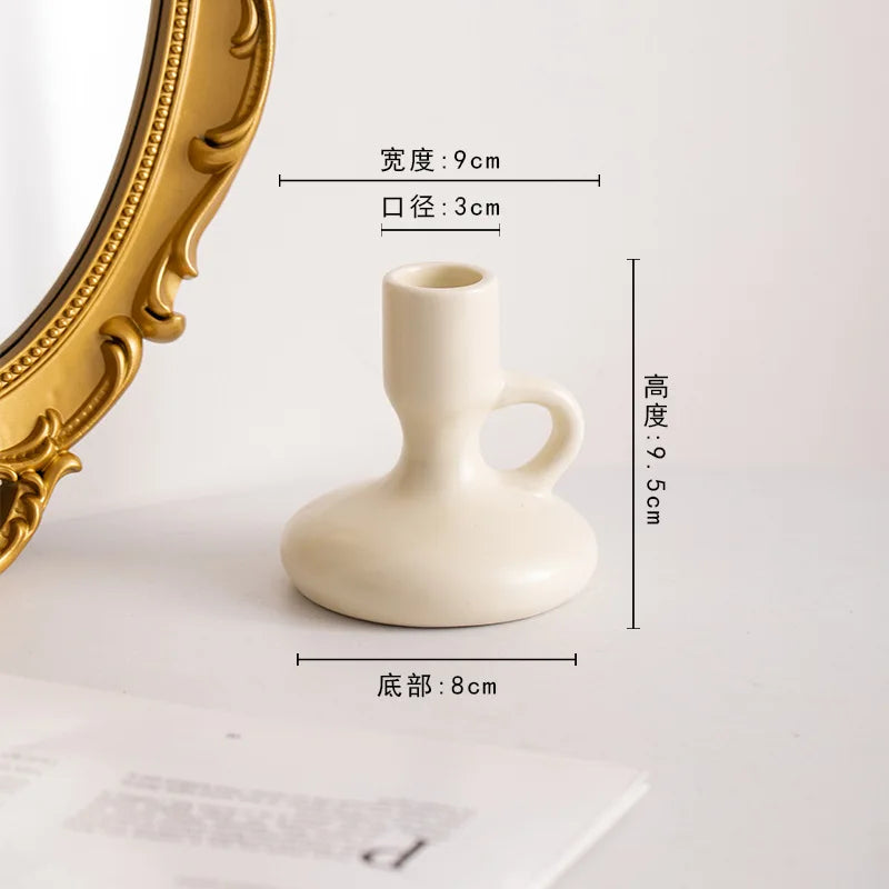 مجموعة حاملات الشموع الخزفية الهندسية من DecorBites™ - زينة منزلية مزخرفة