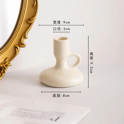 مجموعة حاملات الشموع الخزفية الهندسية من DecorBites™ - زينة منزلية مزخرفة