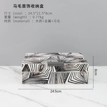 DecorBites™ Black & White Zebra Pattern Jewelry Storage Box Desktop Organizer