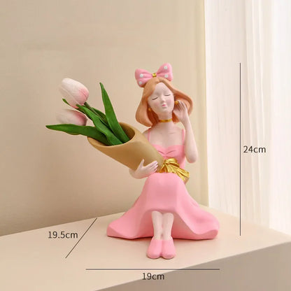 ديكور بايتس™ تماثيل الفتيات، زخارف المزهريات، ديكورات المكاتب، التماثيل الصغيرة، خزائن التلفزيون، الإكسسوارات الزهرية