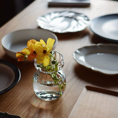 طاولة مزهرية مربعة هندسية من DecorBites™، ديكور زجاجي ناعم لطاولة تلفزيون الفندق