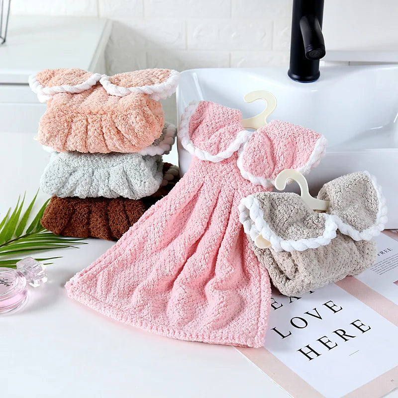 Coral Velvet Hand Towels Microfiber Kids Bathroom