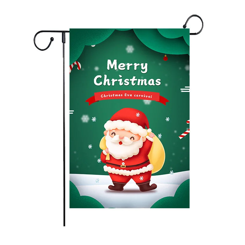 DecorBites™ Christmas Deer & Santa Garden Flags - Outdoor Xmas Decorations