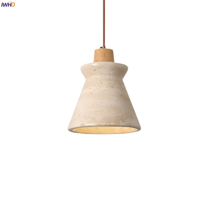 DecorBites™ LED Wood Yellow Travertine Pendant Light for Living Room Bedside - Nordic Interior Lighting