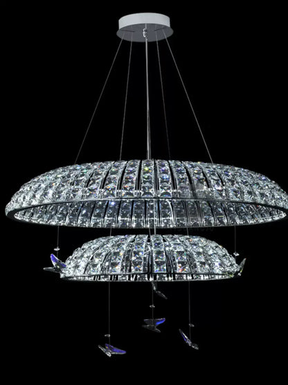 Lámpara colgante de mariposa de cristal DecorBites™: Lámpara de lujo posmoderna italiana para edificios dúplex tipo villa.