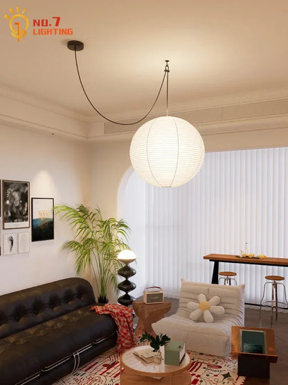 DecorBites™ Akari Noguchi LED Pendant Lights Wabi-sabi Round Ball Design for Living Room