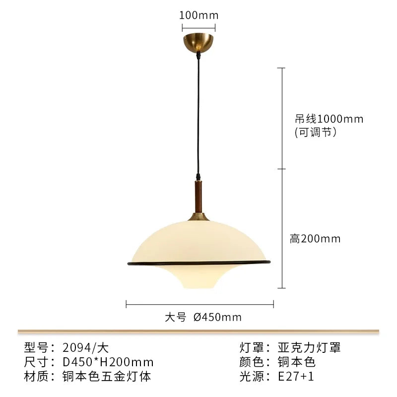 Lámpara colgante DecorBites™ francesa medieval con forma de platillo, LED E27, de diseño acrílico.