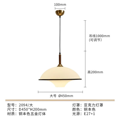 Lámpara colgante DecorBites™ francesa medieval con forma de platillo, LED E27, de diseño acrílico.