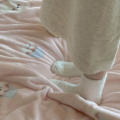 DecorBites™ Korean Cartoon Plush Blanket, Soft Nap Sofa Cover for Home Dormitory