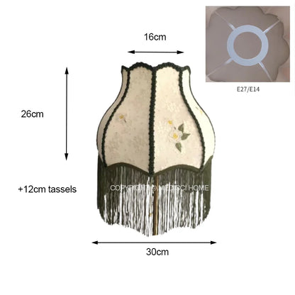 DecorBites™ Japanese Camellia Flower Jacquard Bell Lamp Shade with Tassels