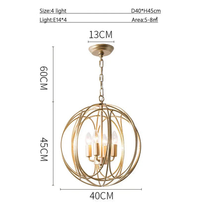 DecorBites™ Gold Crystal Chandelier Ring Ball Ceiling Light