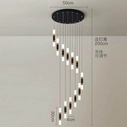 DecorBites™ Crystal LED Chandelier: Luxury Stair Lighting Fixture for Staircase, Minimalist Indoor Hangings