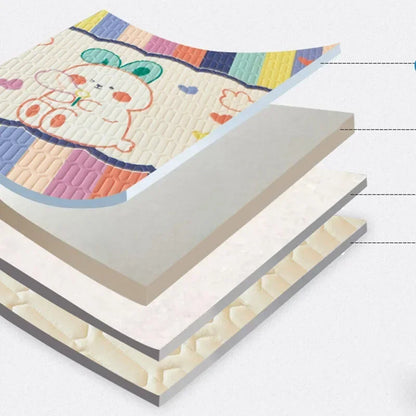 DecorBites™ Cartoon Print Silky Mattress Set: 4-Layer Quilted Breathable Cushion