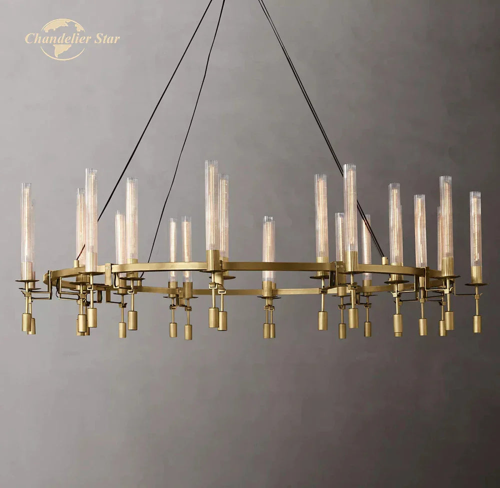 DecorBites™ LED Round Glass Chandelier for Living Dining Room Lighting