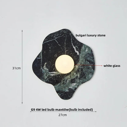 DecorBites™ Green Marble Stone LED Wall Sconce Lighting for Bedroom and Hallway