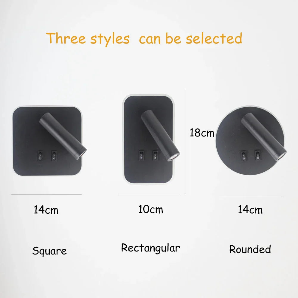 مصباح حائط DecorBites™ قابل للتعديل لغرفة النوم أو الدراسة أو القراءة - دوران 350 درجة، مع مفتاح متضمن