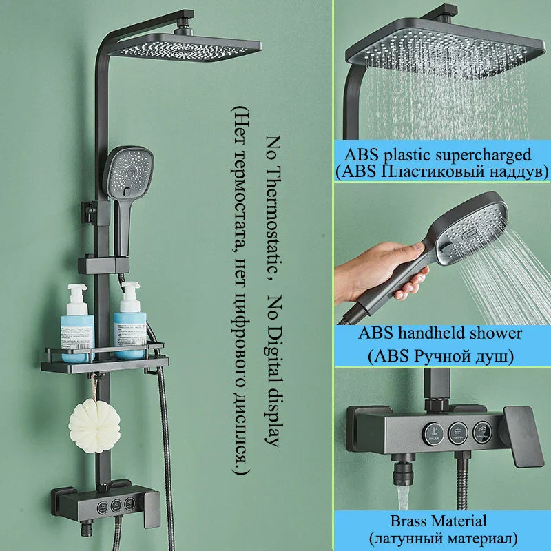 DecorBites™ Digital Display Thermostatic Shower Faucet Set Rainfall Shower Mixer